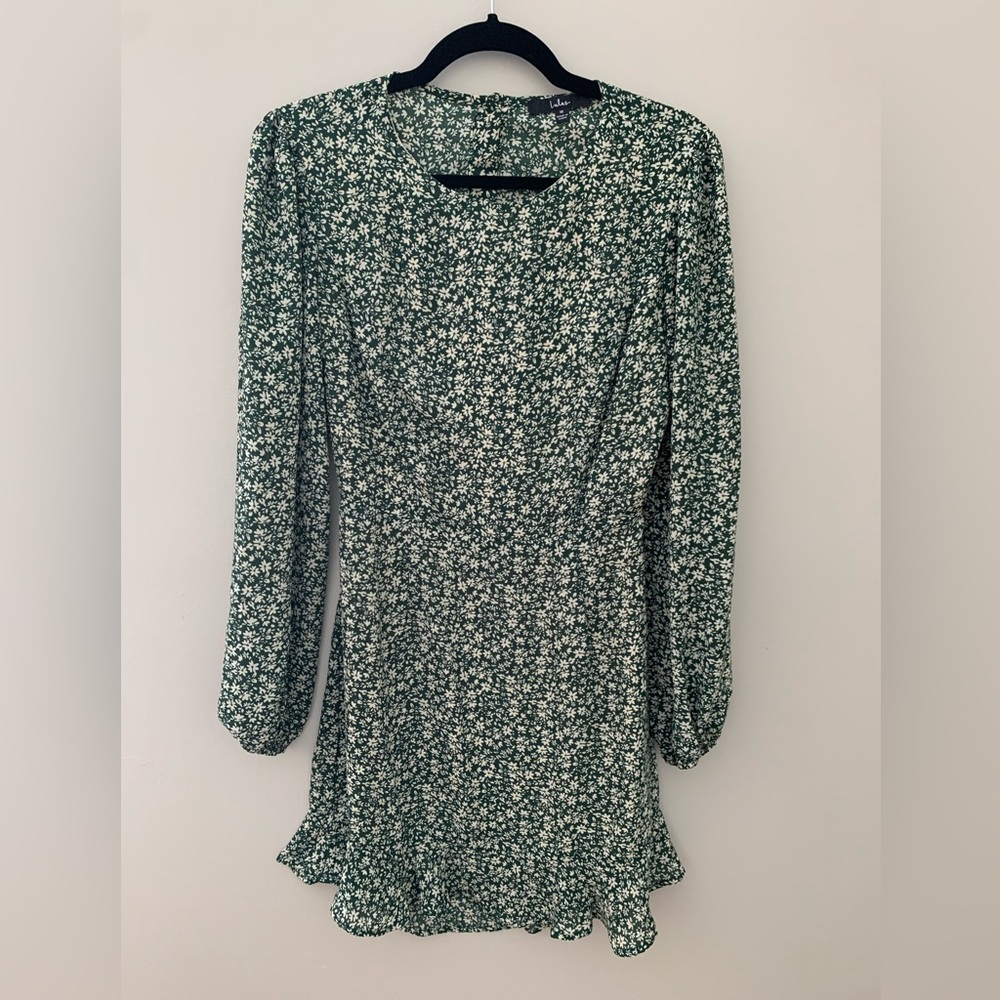 Lulu's Green Floral Long Sleeve Dress